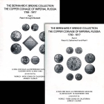 World-Wide Coins of California, James F.Elmen, Santa Rosa.
1993-1996.
The Bernhard F.Brekke Collection. The Cooper Coinage of Imperial Russia 1700-1917 (Part I, II, III) and Numismatic Literature (Part IV).