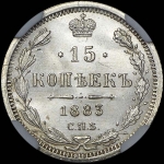15 копеек 1883 года  СПБ-ДС
