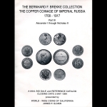 World-Wide Coins of California  James F Elmen  Santa Rosa  "The Bernhard F Brekke Collection  The Cooper Coinage of Imperial Russia 1700-1917 (Part I  II  III) and Numismatic Literature (Part IV)" 1993-96