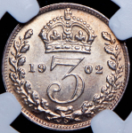 3 пенса 1902 (Великобритания) (в слабе)