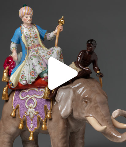Видео Скульптура «Перс на слоне с мавром»