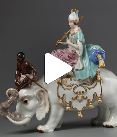 Видео Скульптура «Персианка на слоне с мавром»