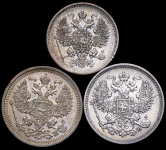 Набор монет: 20 копеек 1862  1908  15 копеек 1861