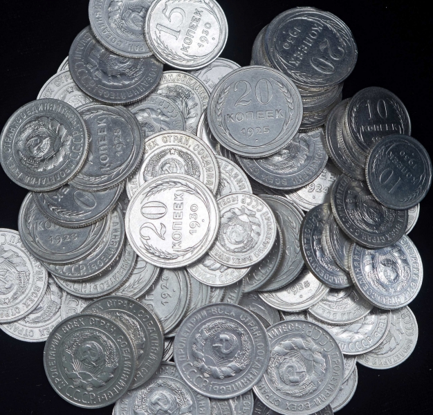 Набор разменных серебряных монет СССР 91 шт