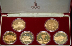 Набор из 6-ти золотых монет "Олимпиада-80" в п/у