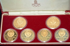 Набор из 6-ти золотых монет "Олимпиада-80" в п/у