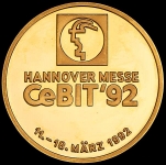 Памятная медаль "CeBit'92 - Российская палата предпринимателей" 1992