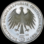5 марок 1968 "Иоанн Гуттенберг" (ФРГ)