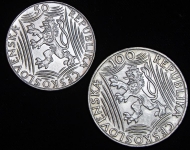 Набор из 2-х серебряных монет 1949 "70 лет со дня рождения Сталина" (Чехословакия)