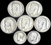 Набор из 7-и серебряных монет Николая II