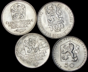 Набор из 4-х серебряных памятных монет 1971-79 "Коммунизм" (Чехословакия)