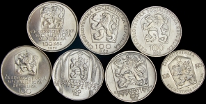 Набор из 7-и серебряных монет 100 крон "Выдающиеся личности" 1971-82 (Чехословакия)