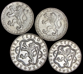 Набор из 4-х серебряных памятных монет 1954-57 (Чехословакия)