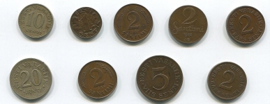 Набор из 9-ти монет (Латвия и Эстония)