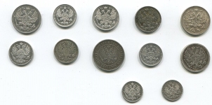 Набор из 12-ти серебряных монет