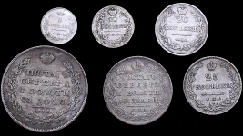 Набор из 6-ти сер  монет ("Крылья вниз")