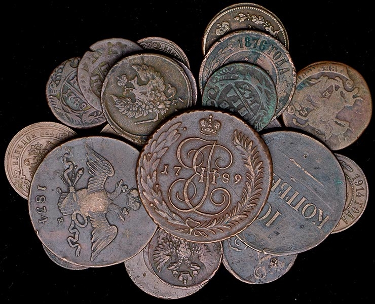 Набор из 24-х медных монет