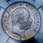 2 марки 1904 "Смерть короля Георга" (Саксония) (в слабе)