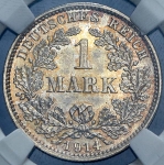 1 марка 1914 (Германия) (в слабе)