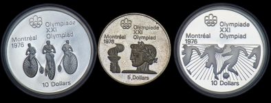 Набор из 3-х серебряных монет "Олимпиада-76 в Торонто" (Канада)