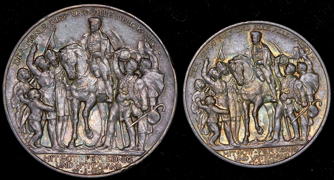 Набор из 2-х монет 1913 "100-летие победы над Наполеоном" (Пруссия)