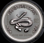 10 долларов 2001 "Лунный календарь: Год змеи" (Австралия)