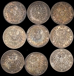 Набор из 9-ти монет 5 марок (Пруссия)