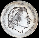 25 гульденов 1973 "25 лет правлению Королевы Юлианы" (Нидерландские Антиллы)