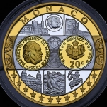 Медаль "Первые памятные монеты Евросоюза: Монако 20 евро" 2002