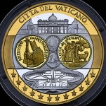 Медаль "Первые памятные монеты Евросоюза: Ватикан 50 евро" 2002