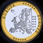 Медаль "Первые памятные монеты Евросоюза: Ватикан 50 евро" 2002