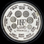 Медаль "Введение евро: 1 евро = 6 55957 франков" 2001 (Франция)