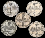 Набор из 5-ти монет Рубль 1980 "Олимпиада-80: Факел"