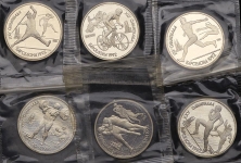 Набор из 6-ти монет Рубль 1991 "Олимпийские игры 1992 года в Барселоне" (в запайках)