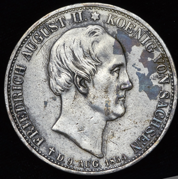 Двойной талер 1854 «На смерть короля Фридриха Августа II» (Саксония)