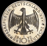 10 марок 1992 "125 лет со дня рождения Кете Кольвиц" (Германия)