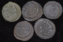 Набор из 5-ти монет Полушка