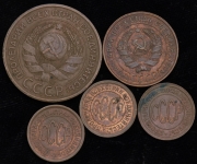 Набор из 5-ти медн  советских монет