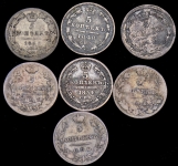 Набор из 7-ми 5-копеечных монет