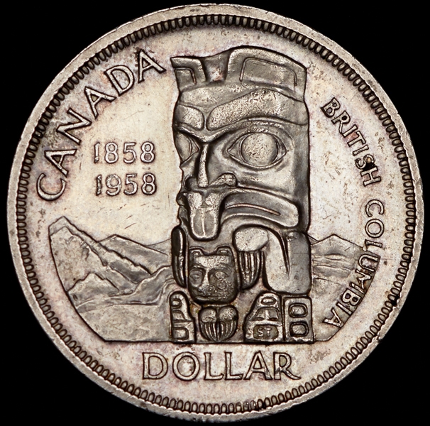 1 доллар 1958 "100 лет со дня основания Британской Колумбии" (Канада)