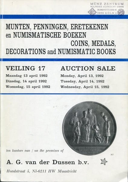 Каталог "A G  van der Dussen b v  Auction 17 13-15 April 1992 in Maastricht"