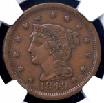 1 цент 1849 (США) (в слабе)