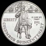 1 доллар 1992 "500 лет путешествию Колумба" (США)