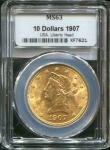 10 долларов 1907 (США) (в слабе)