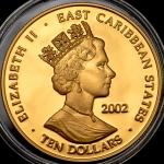 10 долларов 2002 "Золотой юбилей правления: Генрих III"  (Восточно-Карибские государства)