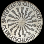 10 марок 1972 XX летние Олимпийские Игры  Мюнхен 1972 - Эмблема "In Deutschland" (Германия)
