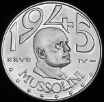 20 лир 1945 "Бенито Муссолини" (Италия)