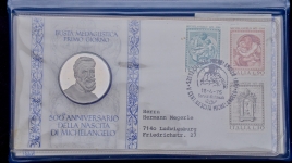 Медаль "500-летие со дня рождения Микеланджело" в п/у (Италия)