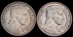 Набор из 2-х сер  монет 5 лат (Латвия)