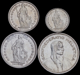 Набор из 4-х сер. монет (Швейцария)
